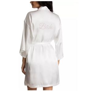 NWOT  LINEA DONATELLA Bride Satin Wrap Robe, Cami & Tap Shorts Set